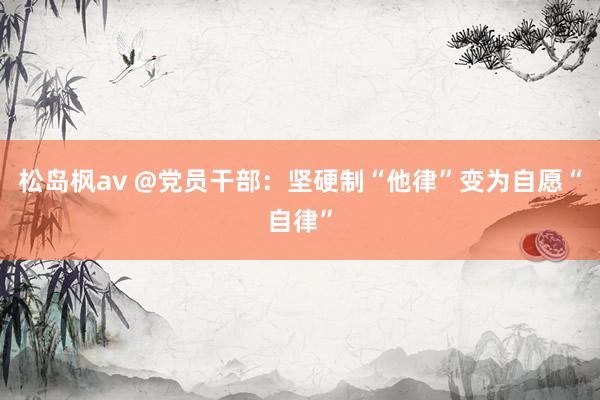 松岛枫av @党员干部：坚硬制“他律”变为自愿“自律”