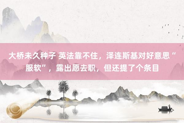 大桥未久种子 英法靠不住，泽连斯基对好意思“服软”，露出愿去职，但还提了个条目